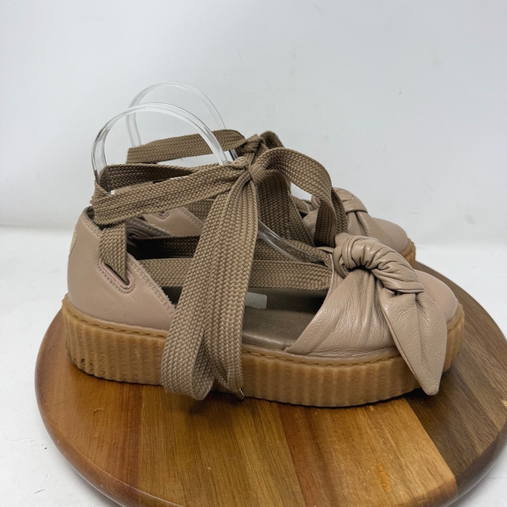 Puma Fenty Rihanna Bow Creeper Sandal Beige Leather Platform Womens 7.5